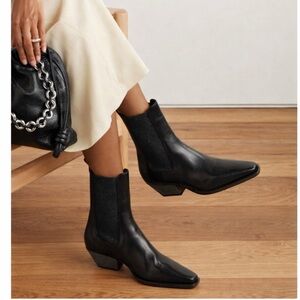New H&M Chelsea Boots in Black Faux Leather with Pointed Toe and Block Heel
